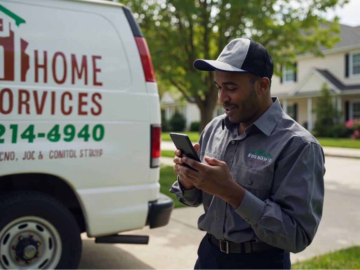 Technician receiving an automated appointment confirmation as part of AI-run business operations