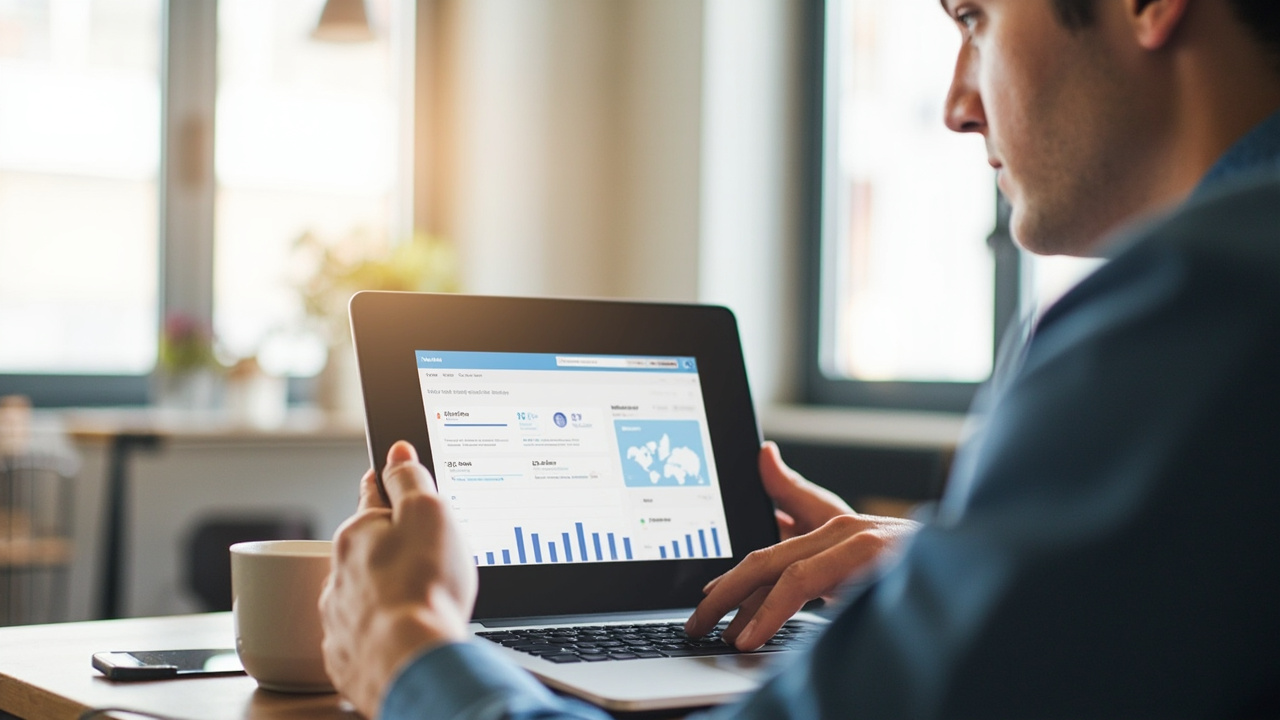 Small business owner reviewing an AI operations dashboard that runs day-to-day business tasks