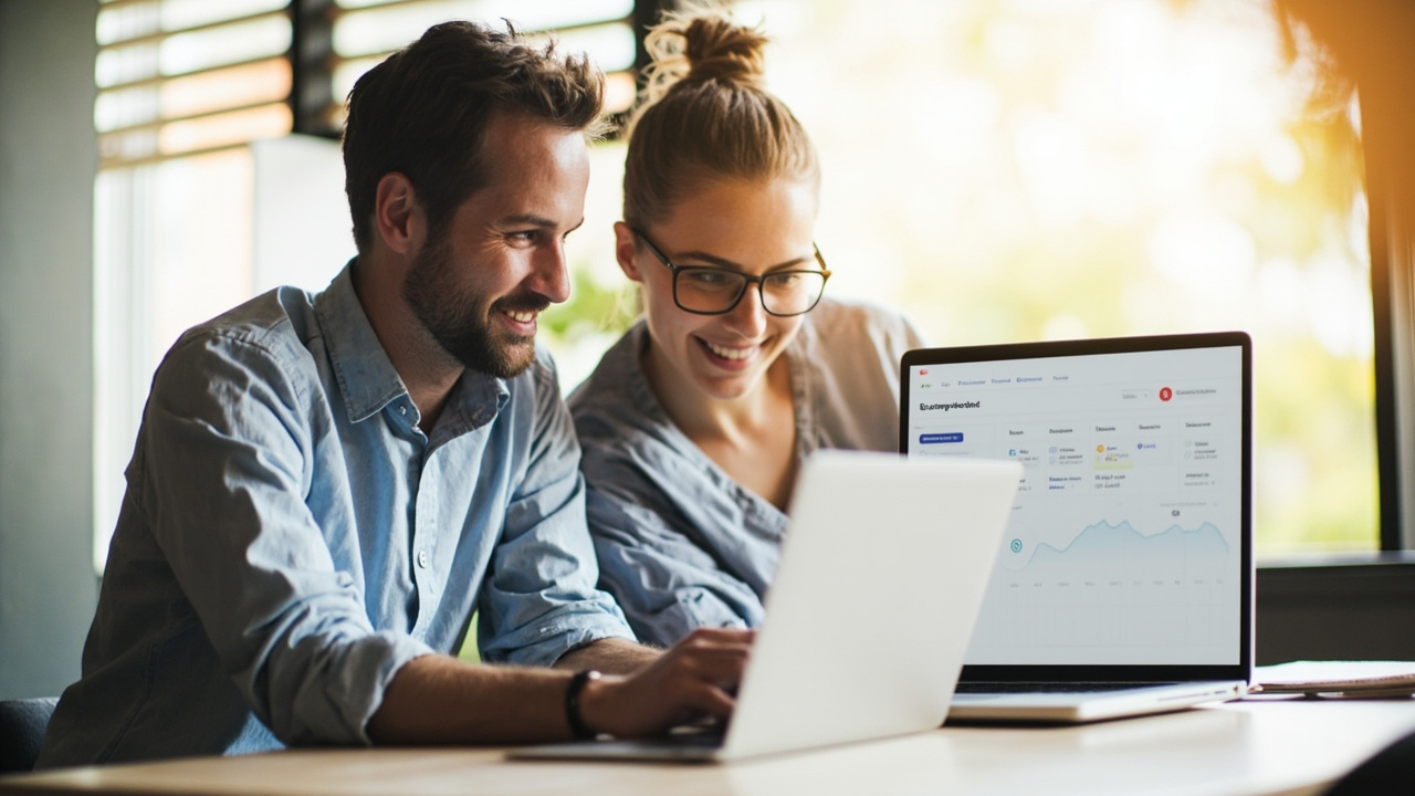 Business owner and employee reviewing an AI-generated report together, representing human-in-the-loop AI for business
